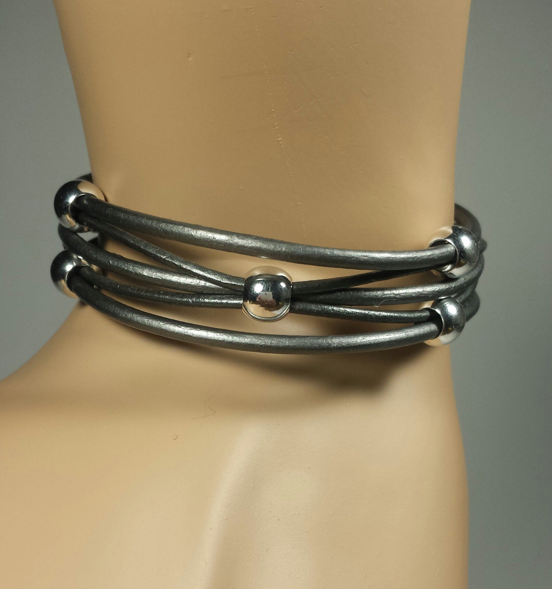 Metallic Leather + Beads