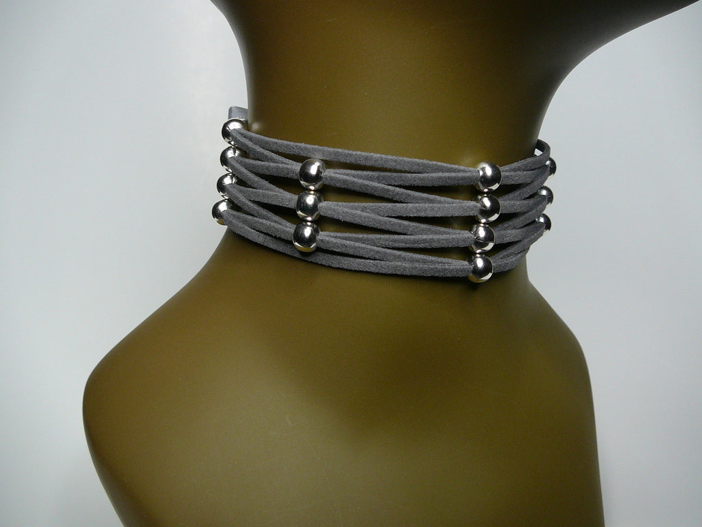 Faux Suede w/Silver Beads
