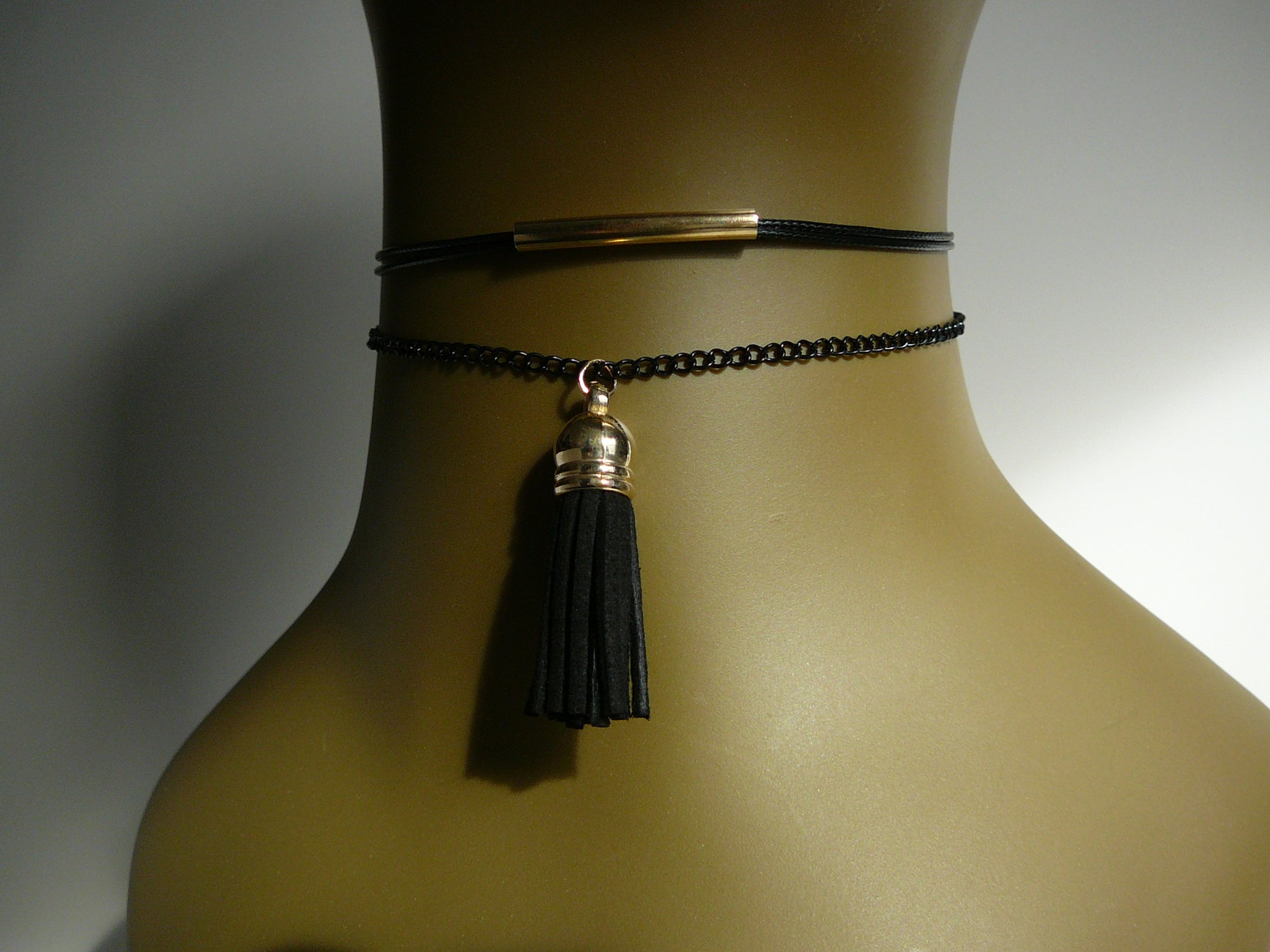 Layered Faux Suede w/chain