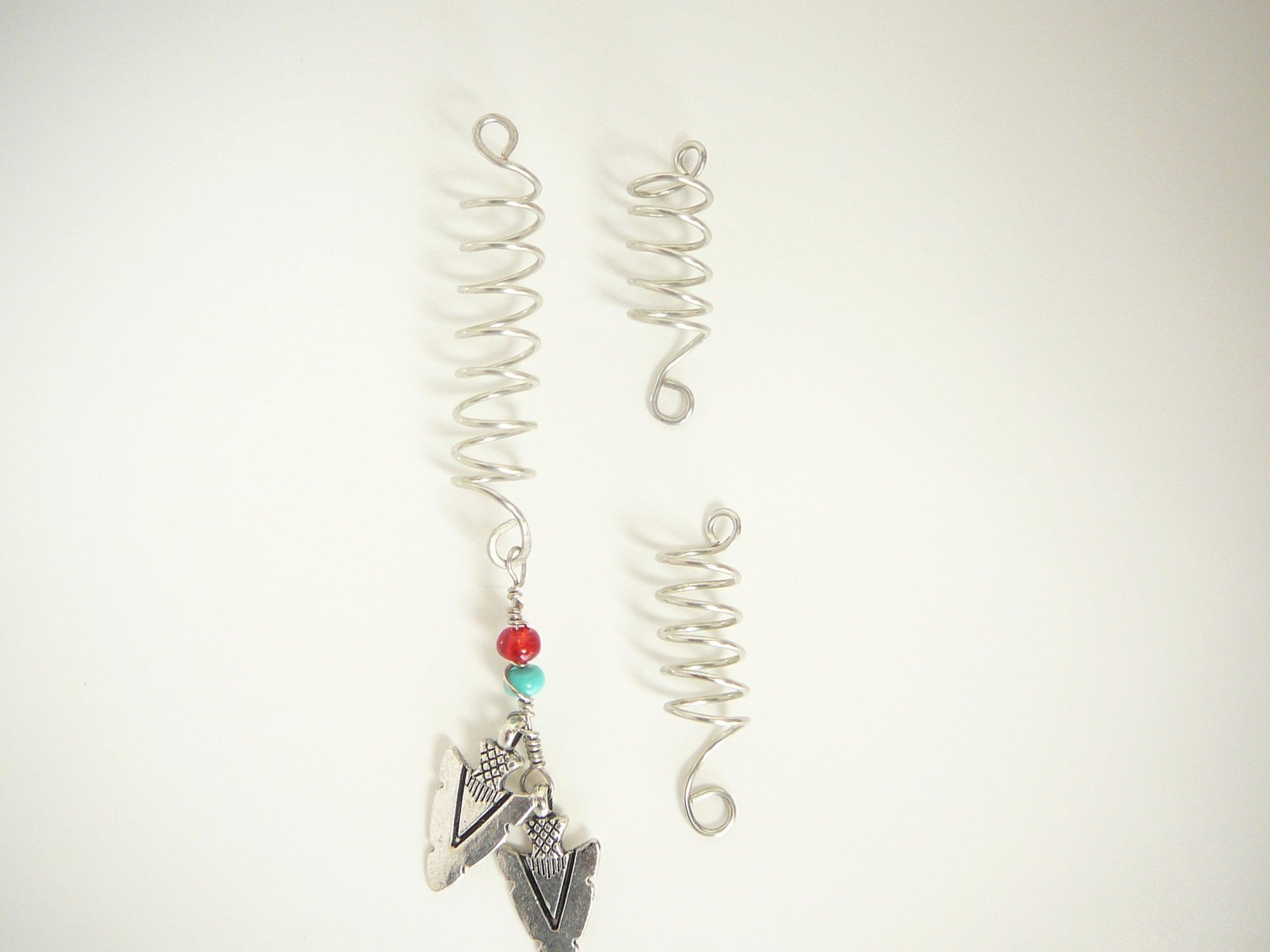 Wire Coil Loc Sleeve Silver w/charm