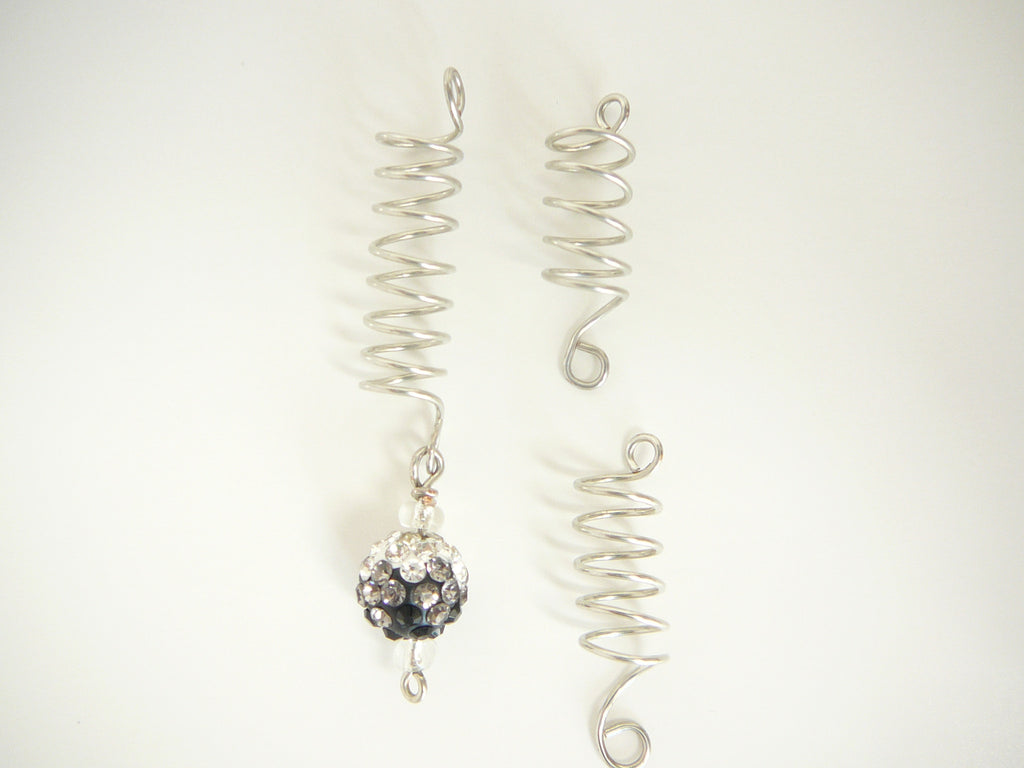 Wire Coil Loc Sleeve Silver w/charm