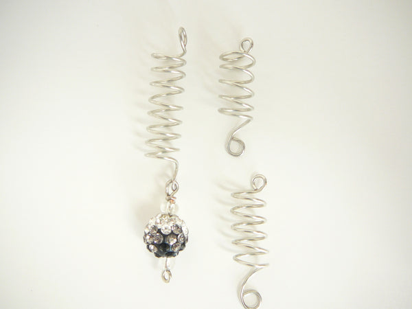 Wire Coil Loc Sleeve Silver w/charm